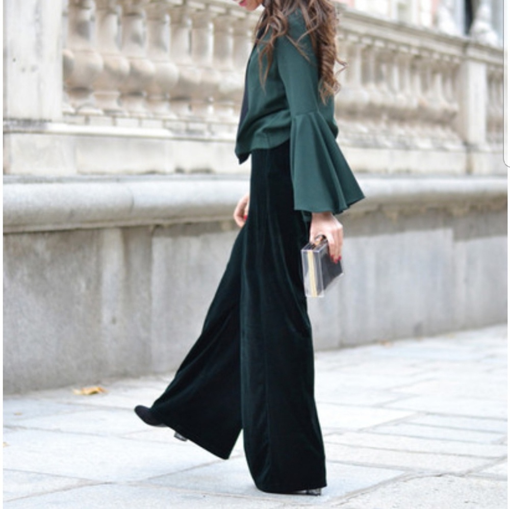 Velvet wide legged pants